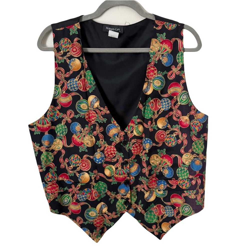 Vintage Robyn-Lyn Colorful Festive Holiday Christmas Retro Novelty Vest Large